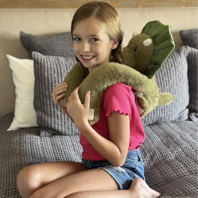 MaoGoLan Microwavable & Weighted Triceratops Stuffed Animal,3.8 lbs Freezable 38“ Long Arms Dinosaur Huggable Weighted Plush Toys, Warm and Comfort Heated Plushie for Adults,Kids