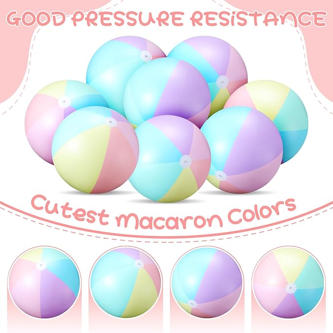 12 Pcs Pastel Inflatable Beach Balls Bulk Pastel Color Jumbo Big Beach Balls Baby Shower Birthday Summer Swimming Party Decorations Favor Water Games(12.5 Inch,Macaron Color)