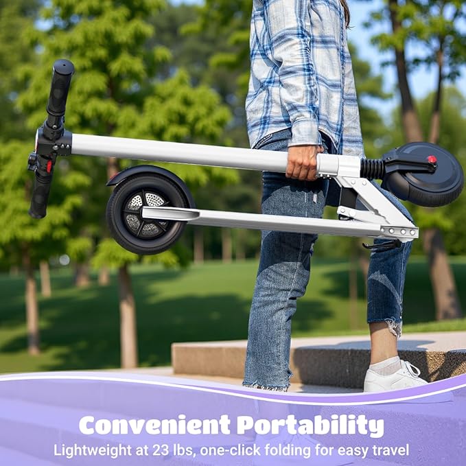 Caroma Electric Scooter for Kids Ages 6-14, 250W Motor Foldable Kids Electric Scooter,160 Mins Ride Time & 3 Speeds (6/10/15 Mph), LED Display & Dual Brake,Best Gift for Girls and Boys