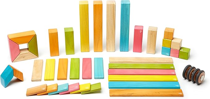 42 Piece Tegu Magnetic Wooden Block Set, Tints, 1-99 years old