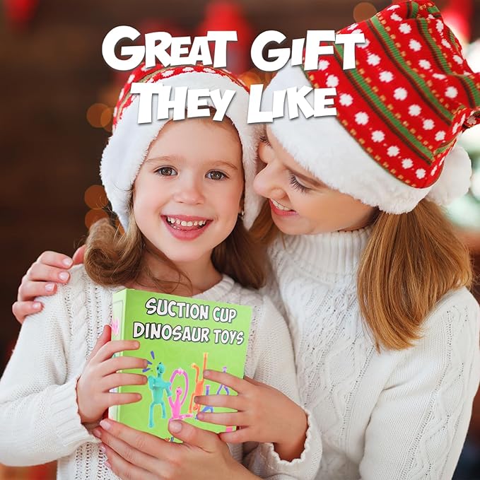 8Pcs Telescopic Suction Cup Dinosaur Toys,Sensory Toys for Kids 3-5 5-7,Toddler Toy,Fidget Toy,Toddler Travel Essential for Airplane,Pop Tubes, Christmas Stocking for Kids Boys Girls B