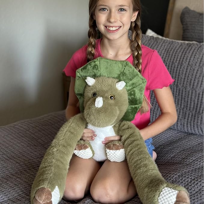 MaoGoLan Microwavable & Weighted Triceratops Stuffed Animal,3.8 lbs Freezable 38“ Long Arms Dinosaur Huggable Weighted Plush Toys, Warm and Comfort Heated Plushie for Adults,Kids