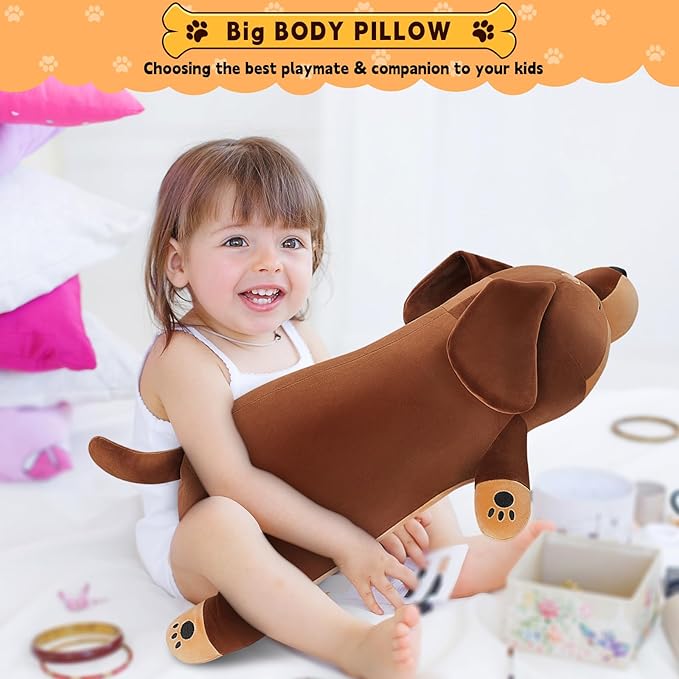 19'' Large Dachshund Dog Plush Stuffed Animal- Cute Weiner Dog Plush Pillow Plushies, Big Dachshund Plush Toy, Cute Hugging Weiner Dog Stuffed Animal, Birthday Gifts for Kids Girls Boys