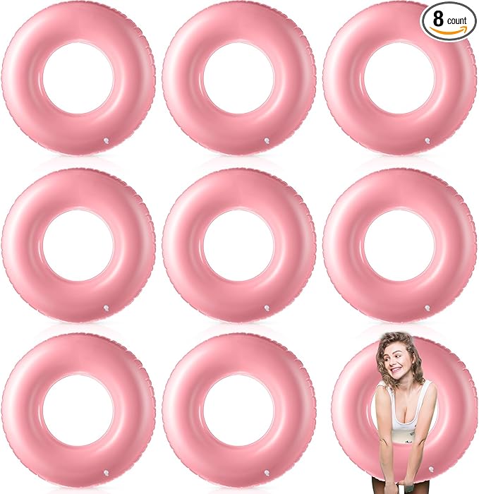 8 Pcs Large Inflatable Pool Float 36 Inches Swimming Ring Pool Floats Adult Inflatable Tube for Summer Vacation Beach River Bachelorette Wedding Party Supplies