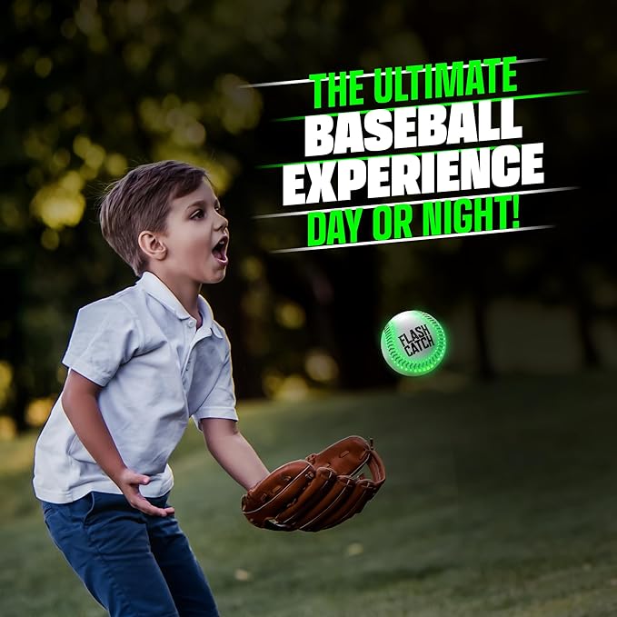Rechargeable Light Up Baseball - Sports Gifts for Boys - Ball Accessories Gear Gift Ideas for Teenage Boy - Glow in Dark Balls - Cool Stuff for Teen Kids Age 8, 9, 10, 11, 12, 13, 14 Year