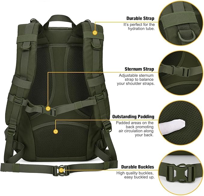 Mardingtop Small Tactical Backpack,Molle Hiking Backpack for Backpacking,Cycling and Biking,25L Backpack