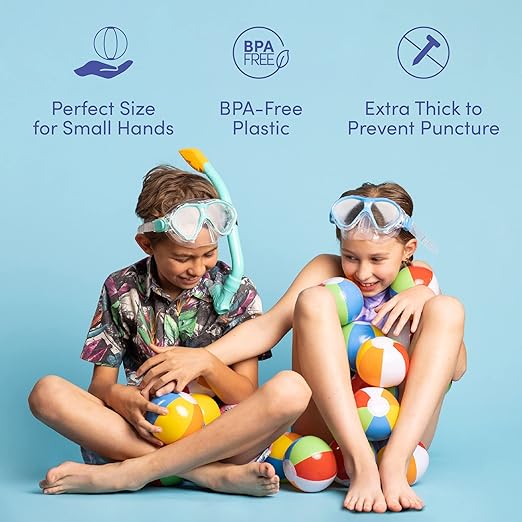 Top Race Mini Beach Balls Bulk - 5 Inch Inflatable Balls for Summer Party, Ocean Party Decorations, Pool Toys for Kids - Set of 25 Rainbow Beach Ball for Birthdays, Vacation, Pool, Hawaiian Parties