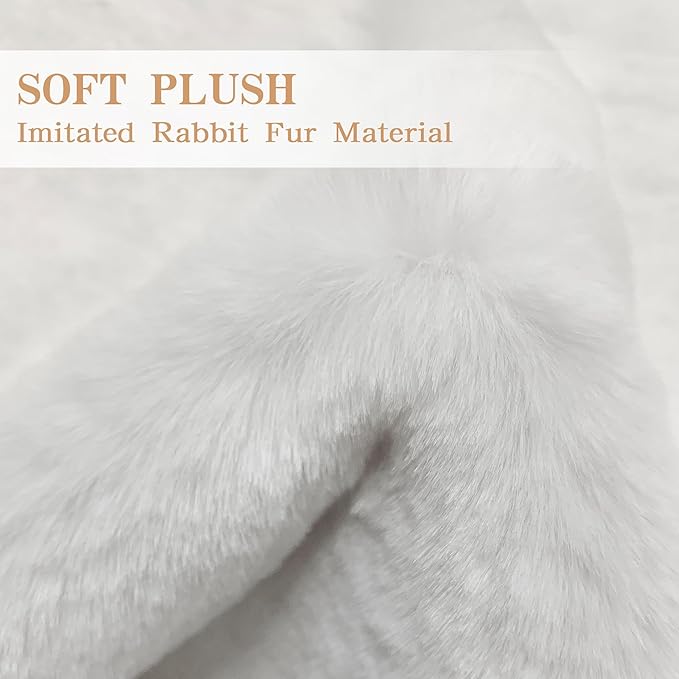 4.6x6 ft White Bear Soft Fluffy Large Rug, Shaggy Faux Sheepskin Fur Rug Fuzzy Shag Area Rug Cute Plush Carpet for Nursery Kids Girls Bedroom Room Aesthetic Living Room Floor Home Decor, White