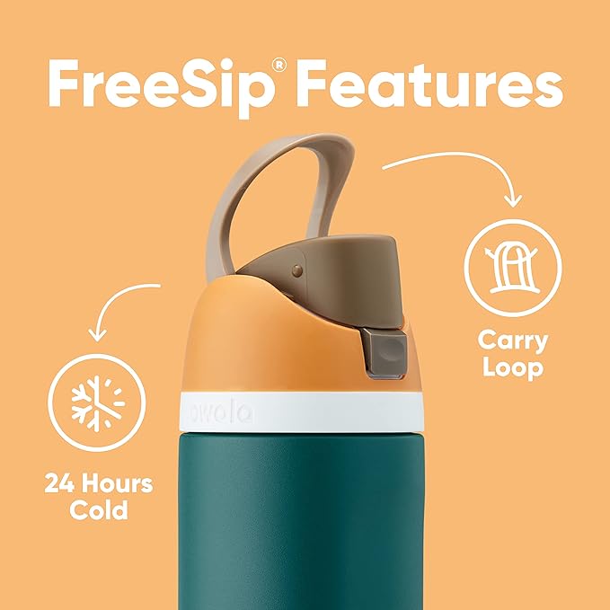 Owala FreeSip Insulated Stainless Steel Water Bottle with Straw, BPA-Free Sports Water Bottle, Great for Travel, 24 Oz, Very, Very Dark