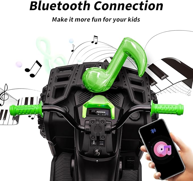 Kids ATV 4 Wheeler, 24V 4WD Electric ATV Ride On Toy for Big Kid with 2-Seater, 4x200W Motor - Green