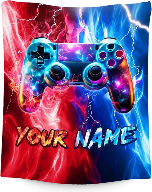Kids Throw Blanket - Gamer Blanket for Boys - Soft Flannel Blankets for Sofa Living Room - Personalized Gifts for Game Lovers - 4 Size Options