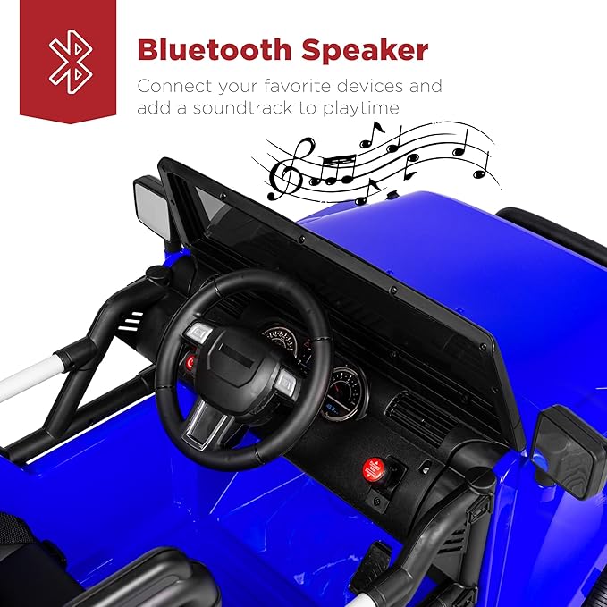 Best Choice Products Kids 12V Ride On Truck, Battery Powered Toy Car w/Spring Suspension, Remote Control, 3 Speeds, LED Lights, Bluetooth - Blue