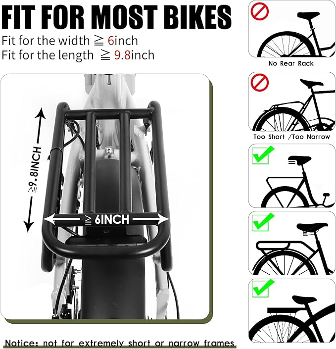 Rear Bike Rack Bag Waterproof Bike Bags with Reflector, Rain Cover & Shoulder Strap for Commuter Travel Outdoor, Green