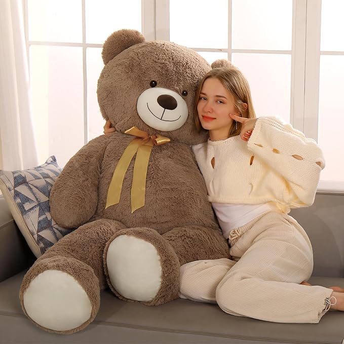 Tezituor 5ft Big Teddy Bear,Giant Brown Stuffed Animal 59 Inches,Life Size Teddy Bears for Girlfriend or Kids,Soft Bear for Valentines Day,Chrismas,Birthday Baby Shower