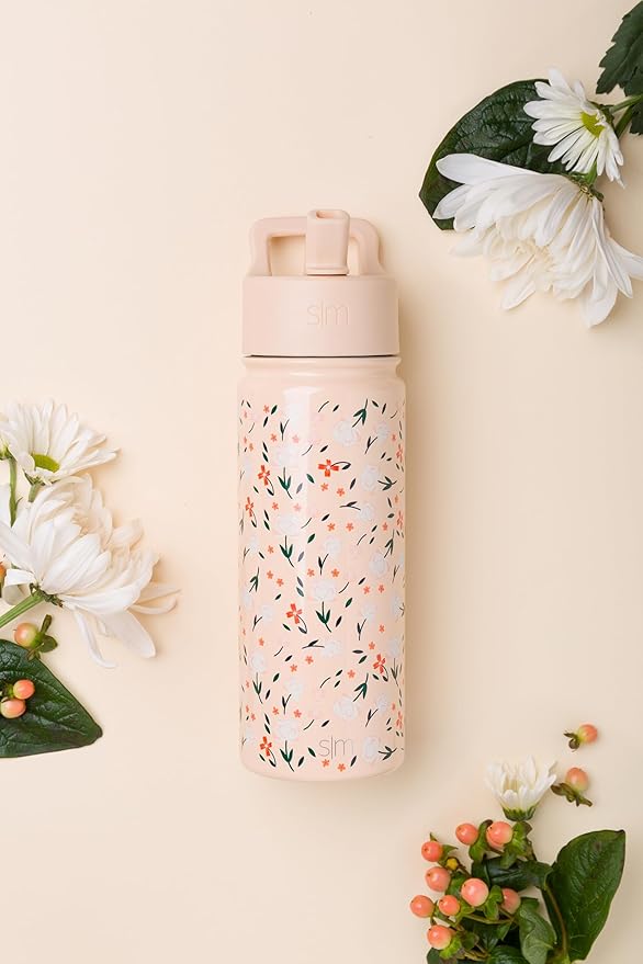 Simple Modern Kids Summit Water Bottle with Straw Lid | 18oz Stainless Steel Cup Insulated Tumbler for Toddlers, School | Chloe Floral