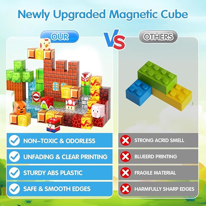 100 PCS 0.8 Inch Magnetic Blocks, STEM Montessori Stacking, Magnetic Building Blocks for Boys & Girls Age 3-8, Educational Stacking Magnets Cubes for Creativity, Birthday Gift for Ages 4-10