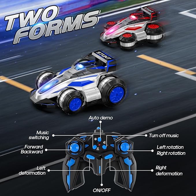 High Speed Drift Remote Control Stunt Deformation Car, Birthday Gifts, for Boys and Girls 3-16 Years Old (Blue)