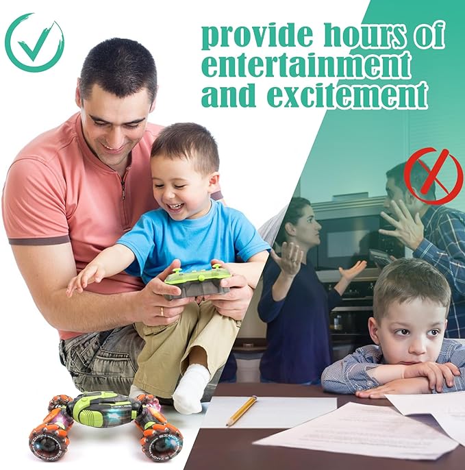 Gesture Sensing RC Stunt Car - Remote & Hand-Controlled Drift Toy for Kids Ages 5-7 6-8 9 10 11 12 Year Old, 4WD, Double-Sided Driving with Lights & Music