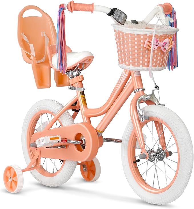 XJD Girls Bike for Toddlers and Kids Ages 2-12 Years Old,12 14 16 Inch Kids Bike with Training Wheels & Basket