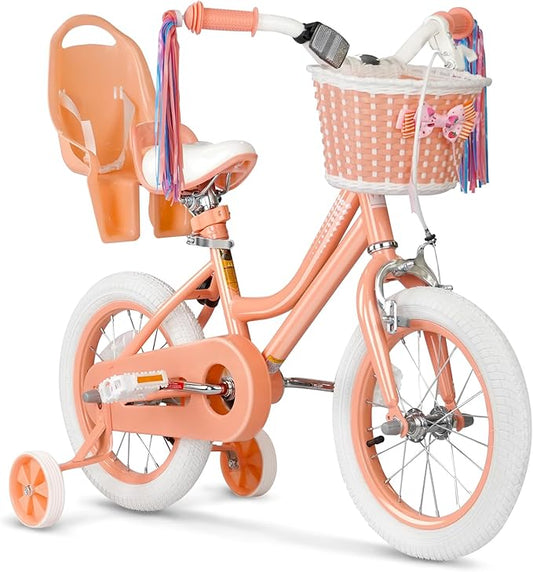 XJD Girls Bike for Toddlers and Kids Ages 2-12 Years Old,12 14 16 Inch Kids Bike with Training Wheels & Basket