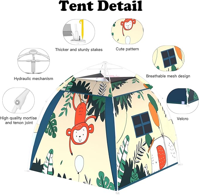 Outdoor Multi-Purpose Play House for Toddlers-Easy to Set up and Pop up Play Tent with Tunnel and Playhouse Kids Indoor Outdoor, Outdoor/Indoor Kid's Pop Up Play House, Gift for Toddlers(Monkey)