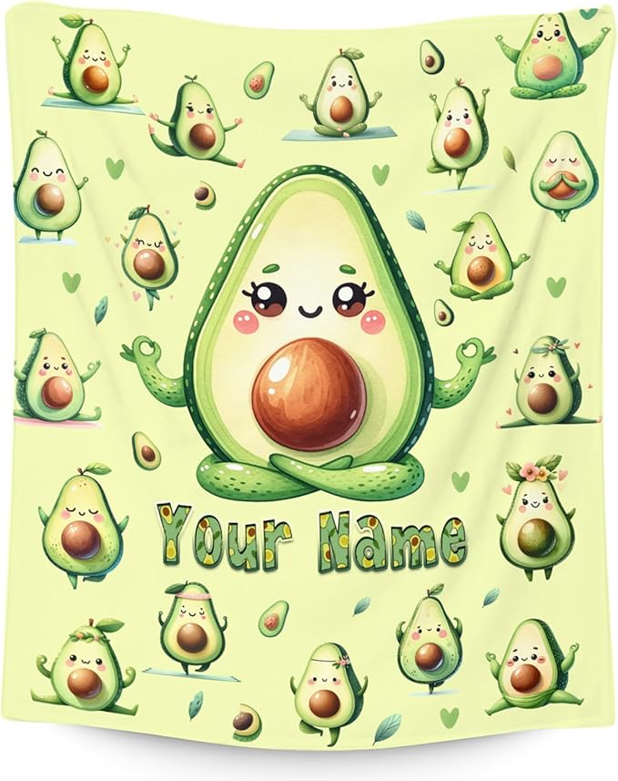 Girls Blankets Gifts, Avocado Blanket for Girls, Personalized Avocado Gifts for Kids Women Adults, Custom Fluffy Flannel Throw for Sofa Couch Bedroom, 60"x80"