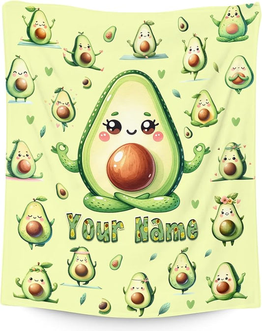 Girls Blankets Gifts, Avocado Blanket for Girls, Personalized Avocado Gifts for Kids Toddlers Daughter, Custom Fluffy Flannel Throw for Sofa Couch, 30"x40"