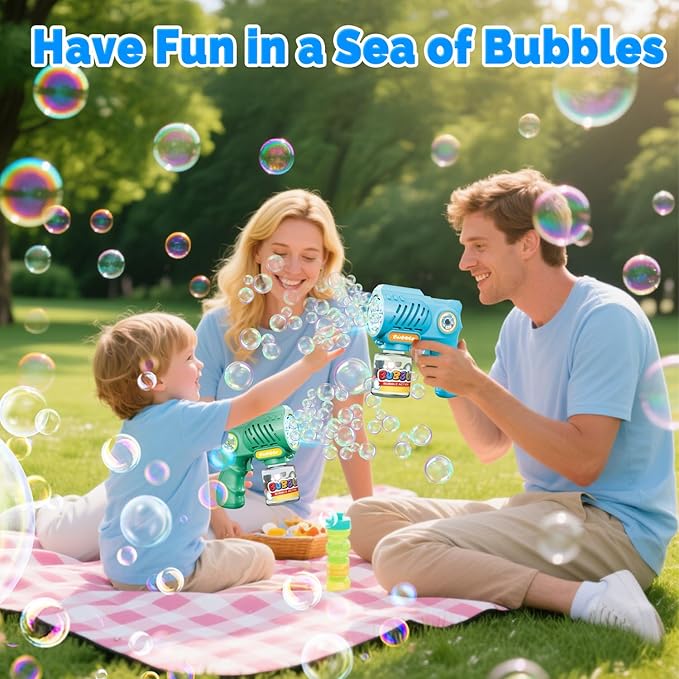 EagleStone Toys for 3+ Year Old Boys Girls, 2 Pack Bubble Gun Machine with Bubble Solution, Outdoor Toy for Kids Ages 4-8,Kids Toys for Ages 3-4 4-6 5-7, Birthday Gifts for 3 4 5 6 7 8 Year Old Boys