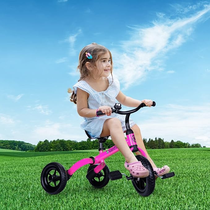 YGJT 3 in 1 Tricycle for Toddlers Age 2-5 Years Old, Folding Kids Balance Bike with Adjustable Seat and Removable Pedal, Toddler Bike Ride-on Toys for Infant, Gifts for Baby Boys Girls Birthday(Pink)