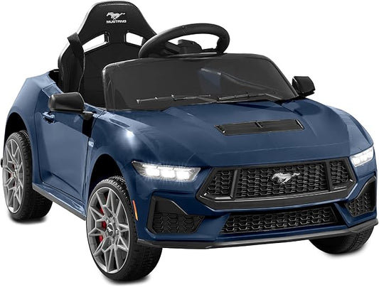 Best Choice Products Kids 12V Electric Ride On Car Officially Licensed Ford Mustang w/Parent Control, LED Lights, 2 Speeds, Bluetooth - Blue