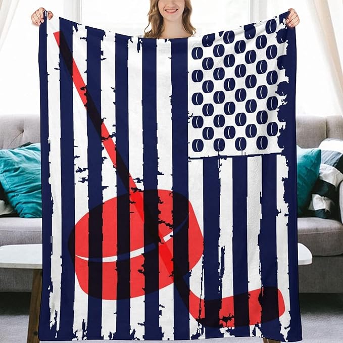 Kids Blankets for Girls - Hockey Gifts - Boys Blanket for Team Player - 50"x60" Soft Fleece Throws for Sofa