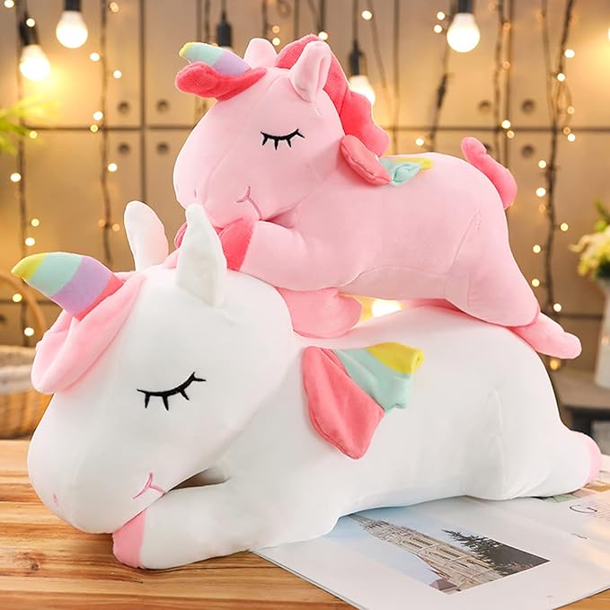 Unicorn Stuffed Animal, Soft Unicorn Plush Hugging Pillow Toy Gifts for Kids (White, 23.6 in)