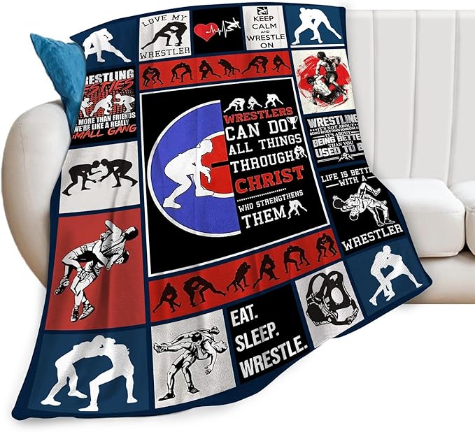 Wrestling Blanket Fleece Soft Warm Plush Wrestle Sports Throw Blankets Lightweight Plush Fuzzy Cozy Blanket Gifts for Kids Adults Suitable for Couch Sofa Bed 60"X50"