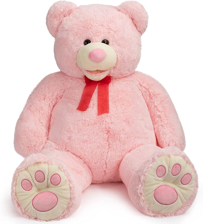 HollyHOME 5ft Giant Teddy Bear Stuffed Animal Huge Teddy Bear Plush with Big Footprints Valentines Gift 5 Feet Pink