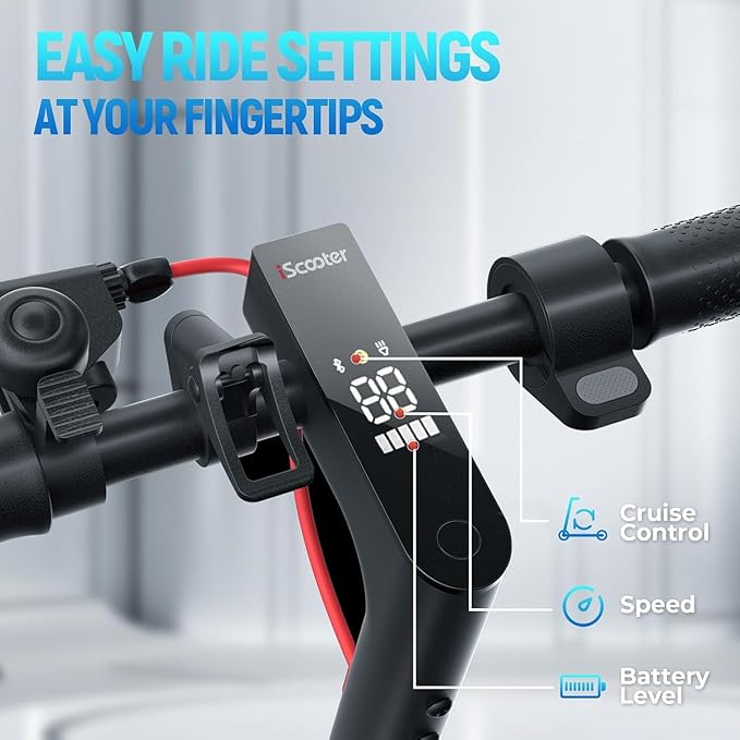 iScooter Electric Scooter for Adults, 23/18/12 Miles Long Range,22/19/18 Mph Top Speed, Commuting Electric Scooter with Cruise Control, Double Braking Systems Escooter for Adults and Teens