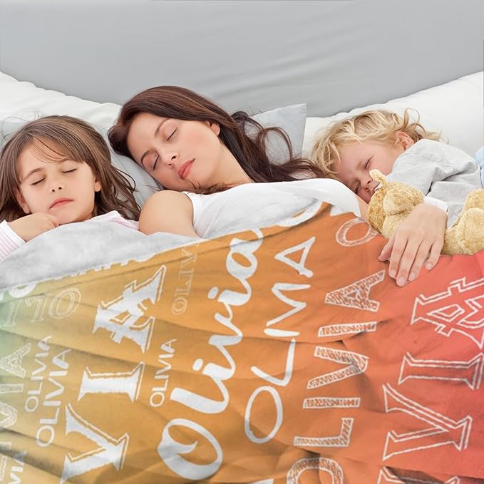 Ship Next Day, Personalized Baby Blanket with Name - Printed in USA, Custom Name Blanket for Boys Girls Kids, Customized Flannel Blankets Gifts for Teen Shower Toddlers Christmas Brithday