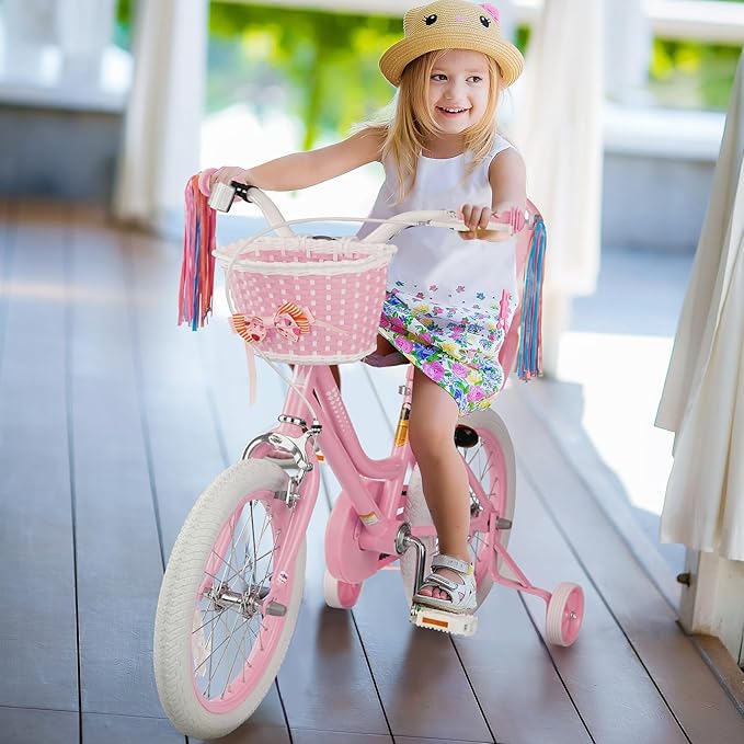 XJD Girls Bike for Toddlers and Kids Ages 2-12 Years Old,12 14 16 Inch Kids Bike with Training Wheels & Basket