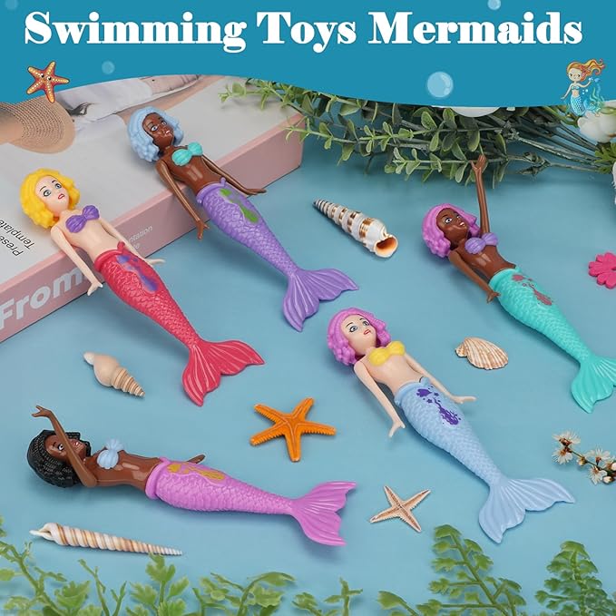 10 Pack Colorful Mermaid Diving Toys Underwater Sinking Pool Toys for Toddlers Kids Girls Ages 3-12, Summer and Spring Fun Bath & Swimming Pool Games, Non-Repeating Styles (Mixedcolor)