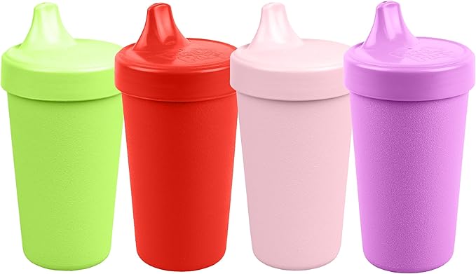 Re-Play Spill-Proof Sippy Cups - Reusable 10 Oz Set of 4, Dishwasher & Microwave Safe, Made in USA, Grinchmas