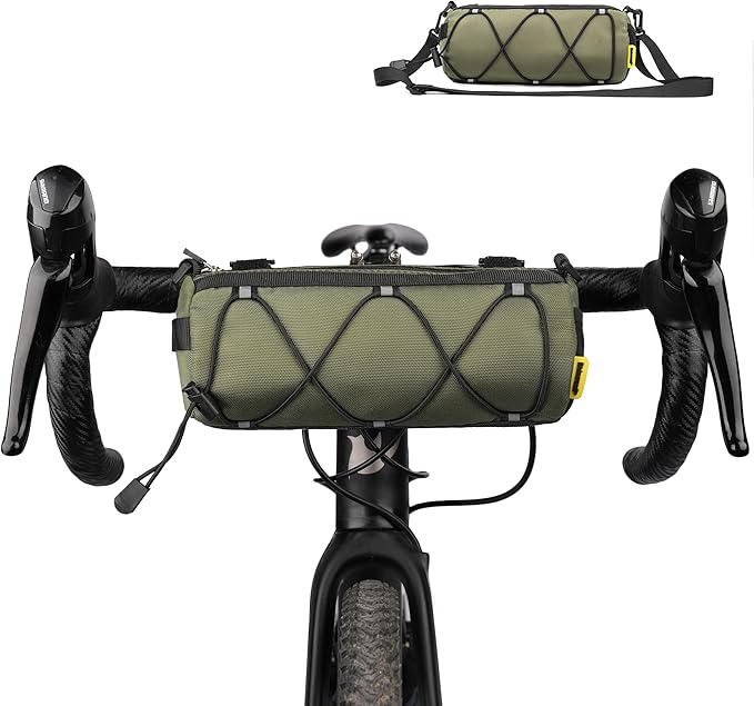 Bike Handlebar Bag Front Bike Bag 2.4Lbicycle handlebar bag with Shoulder Strap for Folding Road Mountain Bike (Green)