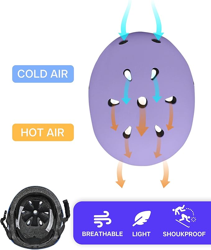 Kids Bike Helmet, Adjustable and Multi-Sport, from Toddler to Youth, 3 Sizes