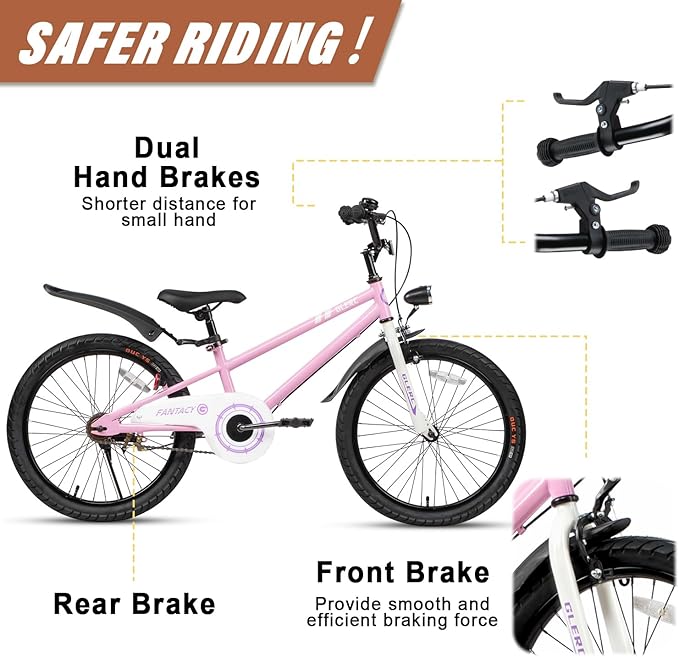 Glerc Fantacy Kids Bike, 12-20 Inch Children Bicycle for 2-13 Years Old Boys Girls, Kids Bicycle with Water Bottle Holder & Headlight & Training Wheels, Multiple Colors