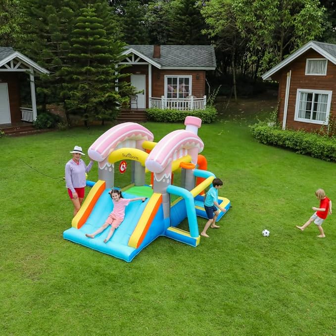 Kids Inflatable Bounce House,Indoor Bouncy Castle for Backyard,Small Bounce House with Slide,Outdoor Jumping House with Ball Pit