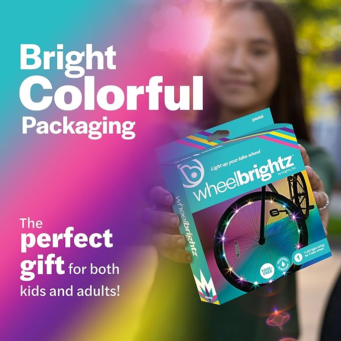 Brightz WheelBrightz LED Bike Wheel Lights - 2025 Edition with Superior Straps & LED-Weatherproof Shield! 14 Colors - Unmatched Durability, Visibility & 48+ Hours of Dazzling Illumination