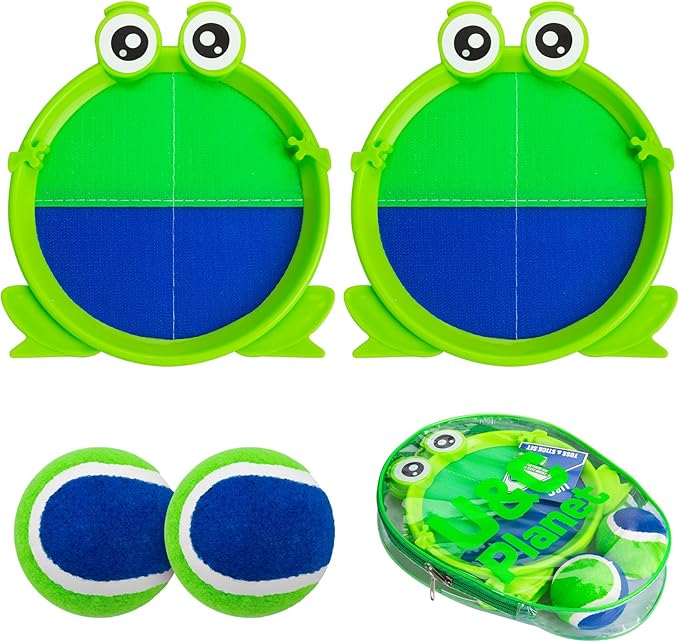 EVERICH Upgraded Toss and Catch Ball Game Set - Indoor and Outdoor Games for Kids 3-12, Beach Sand Pool Water Toy Includes 2 Paddles 2 Sticky Balls, Great Birthday Easter Gifts for Boys Girls