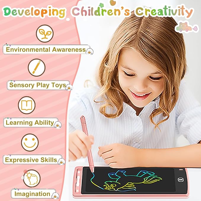 4 Pack LCD Writing Tablets for Kids, 8.5 Inch, Toddler Toys Colorful Doodle Board Birthday Gifts for Ages 3-8 Boys Girls Drawing Tablet for Learning and Education (Blue Pink Red Black)