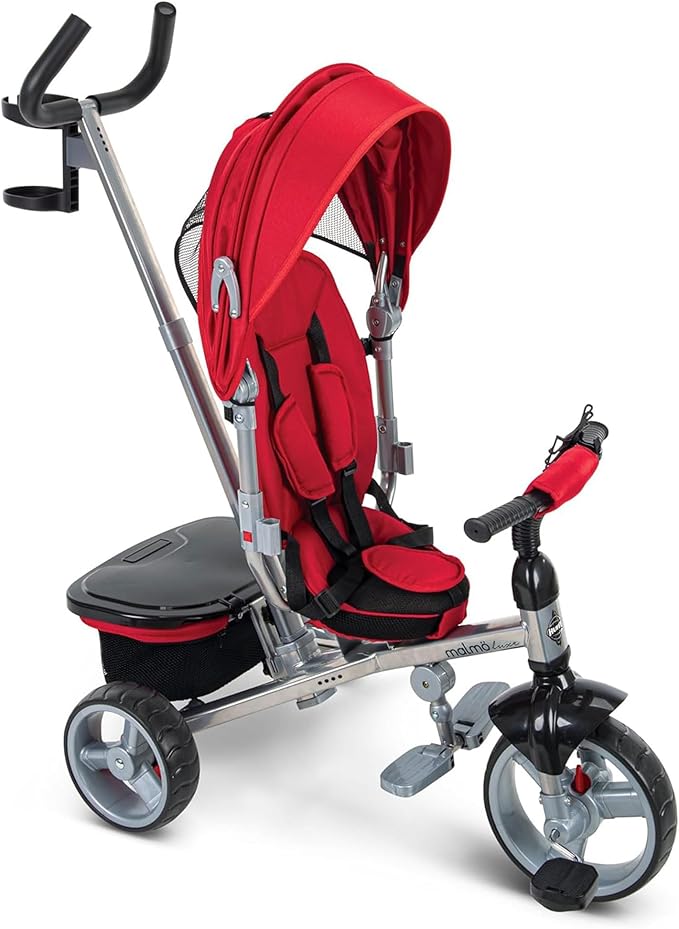 Huffy Malmö 4-in-1 Toddler Push Bike Trike for Kids, Learning Tricycle for Toddlers, Adjustable Push Handle, Grows with Your Kid, Multiple Options and Colors Available, Removable Canopy, Storage Bin