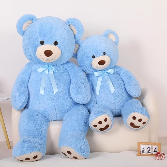 MorisMos 47inch Giant Teddy Bear Stuffed Animal 4ft, Big Teddy Bear Plush for Baby Shower, Life Size Stuffed Bear Gifts for Kids, Girls, Girlfriend, Women on Valentine, Christmas, Birthday（Blue）
