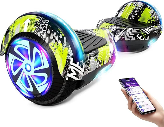 Scooter with Bluetooth Corlorful LED Lights, 6.5" Wheels, Dual 300W Motor Scooter for Kids Girls Boys Adults, All Ages