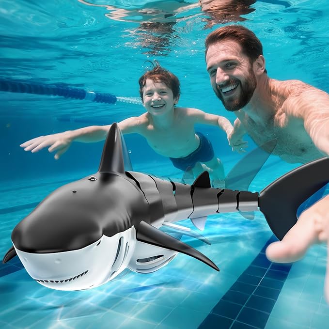 2.4Ghz Remote Control Shark Toys for Kids 3 4 5 6 7 Years Old, 1:18 Scale High Simulation Shark for Pool, Bath Toys for Toddlers, Electronic RC Sea Animal, Outdoor Water Gifts